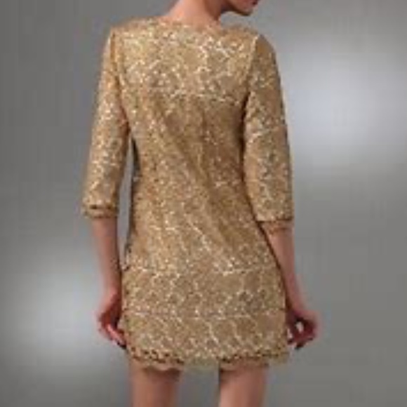 Milly Liana Gold Lace Mini Dress - Picture 2 of 5